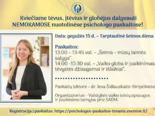 Nuotolinės nemokamos psichologės paskaitos