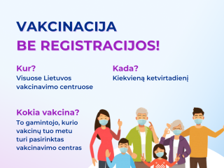 Vakcinacija be registracijos – kiekvieną ketvirtadienį 