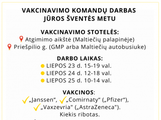 Vakcinavimo komandų darbas per Jūros šventę