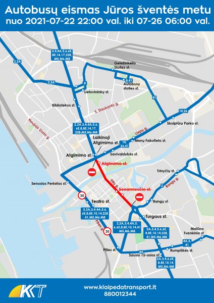 Dėl transporto maršrutų koregavimo Jūros šventės 2021 metu