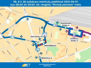 Autobusų maršrutai rugsėjo 1-ąją