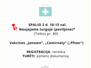 Mobili medikų komanda šeštadienį dirbs Naujojoje turgavietėje