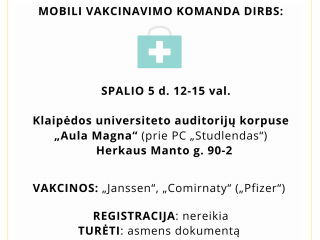 Mobili skiepų komanda grįžta į Klaipėdos universitetą