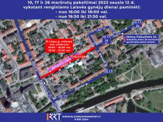 Eismo ir viešojo transporto pokyčiai sausio 12 d.