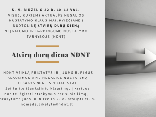  NDNT kviečia į atvirų durų dieną