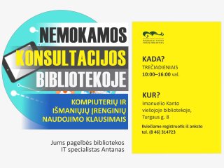 Nemokamos individualios IT konsultacijos bibliotekoje