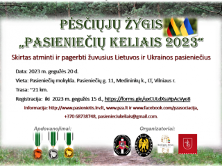 Aktyvaus laisvalaikio mėgėjai kviečiami dalyvauti žygyje „Pasieniečių keliais 2023“