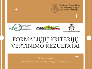 Gauti paraiškų formaliųjų kriterijų vertinimo rezultatai 