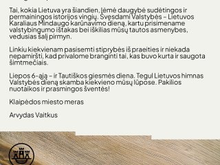 Sveikinimas Valstybės dienos proga