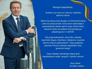 Sveikinimas Lietuvos valstybės atkūrimo dienos proga