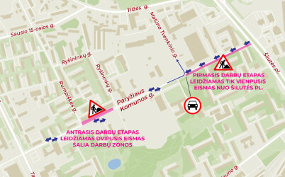 Eismo pokyčiai Paryžiaus Komunos gatvėje remonto metu