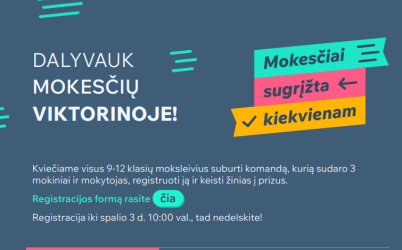 Startuoja atsinaujinusi moksleivių viktorina „Mokesčiai sugrįžta kiekvienam“