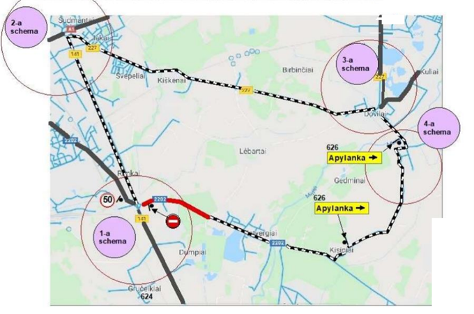 Eismo organizavimo schema ties Lėbartų kapinėmis